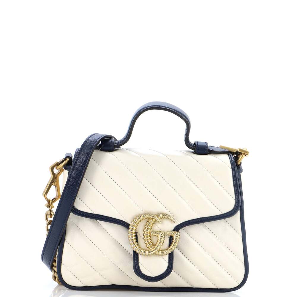 Gucci Gg Marmont Top Handle Flap Bag #124871G10B - Picture 1 of 9